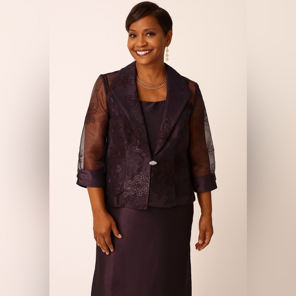 Vintage R&M Richards Sheath Formal Dress in Eggplant Sz 12P - Picture 1 of 16